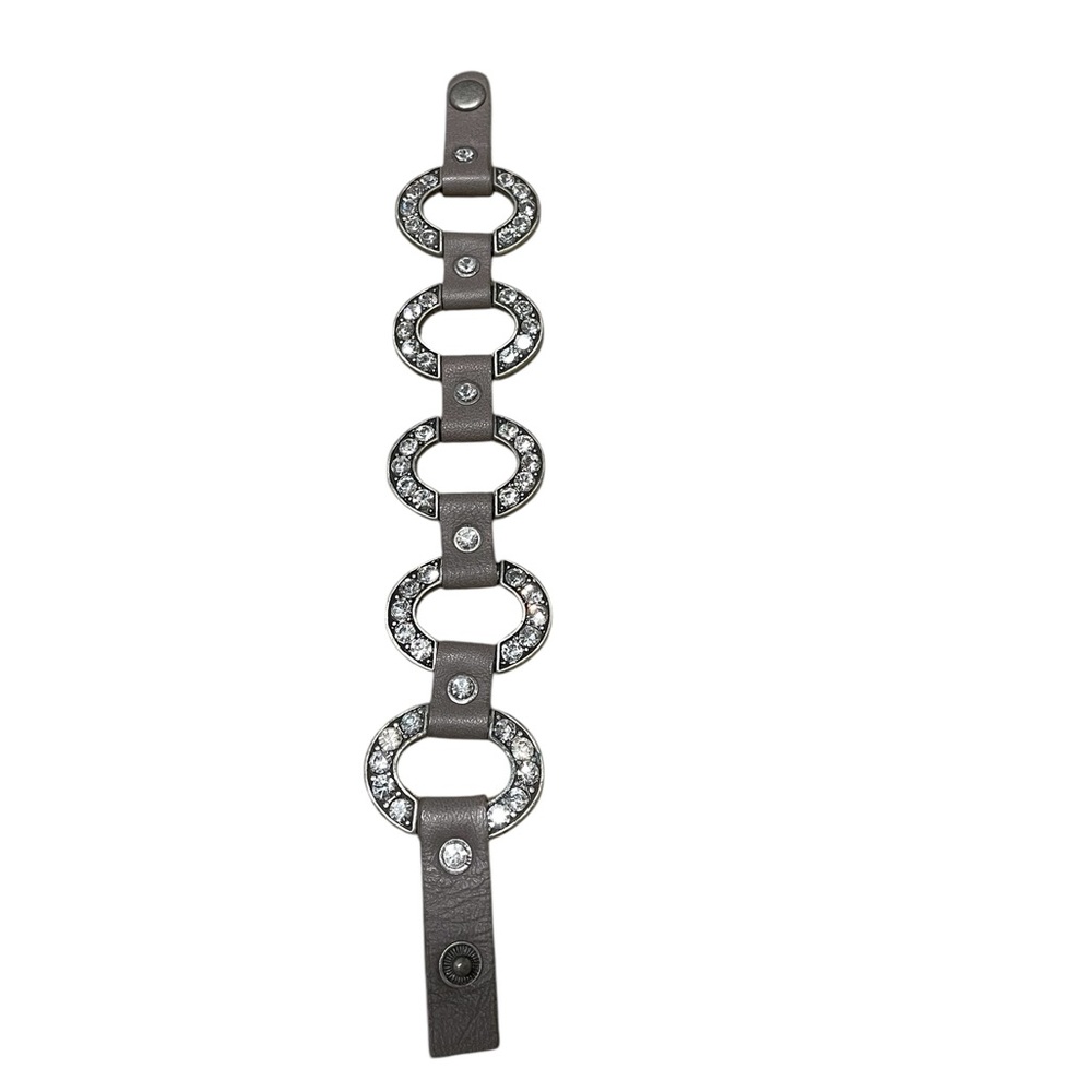 Pewter and Crystal Rhinestone‎ Snap Cuff Bracelet